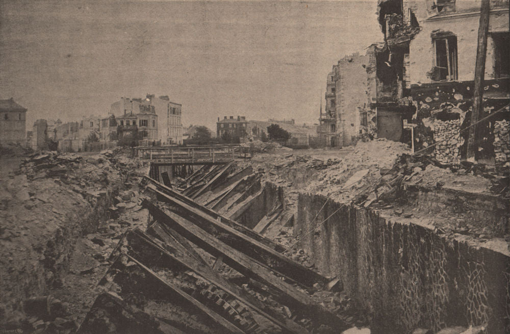 PARIS COMMUNE 1871. Effondrement du Tunnel de la Porte Maillot c1873 old print